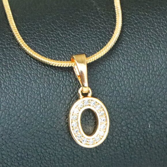 "Dazzling Letter O Rose Gold Pendant with CZ Stones, XPPT1340 - Picture 1 of 13